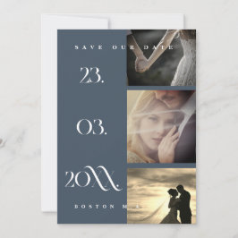 Minimal Royal Blue Opulence Script Foto Wedding Save The Date