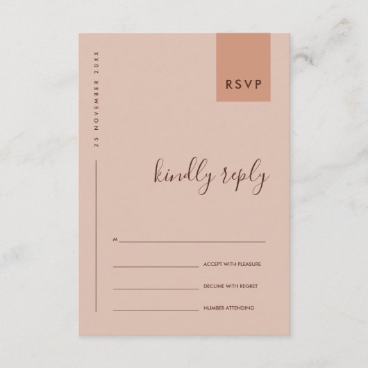 MINIMAL RUST ORANGE TYPOGRAPHY WEDY RSVP BEGLEITKARTE (Vorderseite)