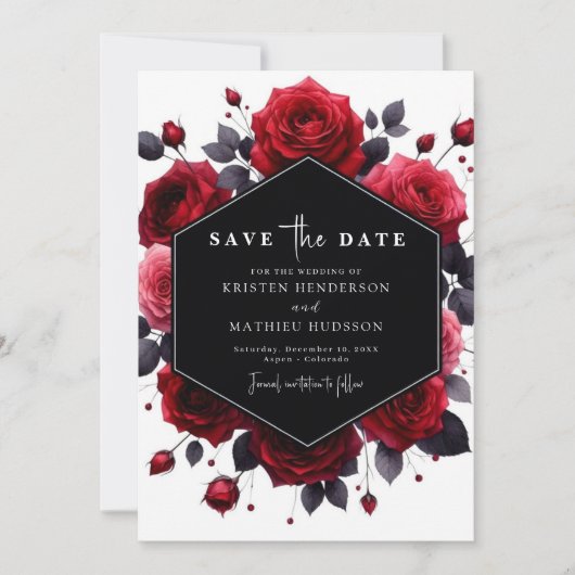 Minimal Rustic Crimson Red Wedding Save The Date (Vorderseite)