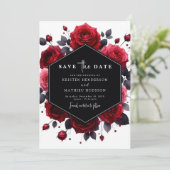 Minimal Rustic Crimson Red Wedding Save The Date (Stehend Vorderseite)