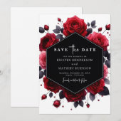 Minimal Rustic Crimson Red Wedding Save The Date (Vorne/Hinten)