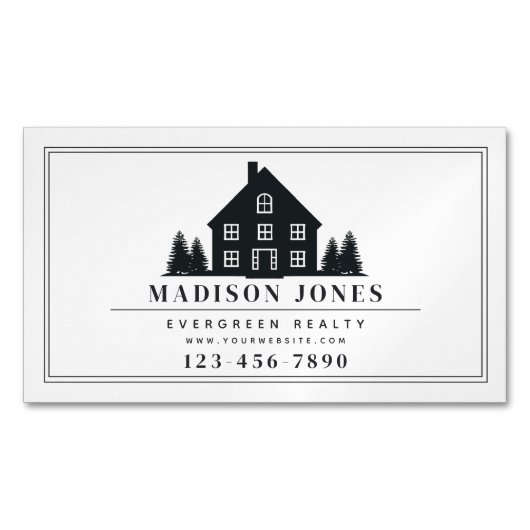Minimal Rustic Real Anwesen Agent House Foto Busin Magnetische Visitenkarte (Vorderseite)