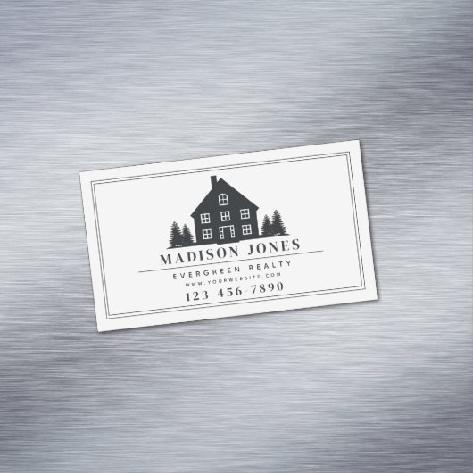 Minimal Rustic Real Anwesen Agent House Foto Busin Magnetische Visitenkarte (Beispiel)