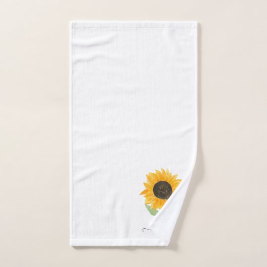 Minimal Rustic Sunflower Personalized Name Script Badhandtuch Set (Handtuch)