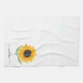 Minimal Rustic Sunflower Personalized Name Script Geschirrtuch (Horizontal)