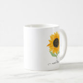 Minimal Rustic Sunflower Personalized Name Script Kaffeetasse (VorderseiteRechts)