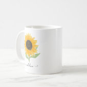 Minimal Rustic Sunflower Personalized Name Script Kaffeetasse (Vorderseite Links)