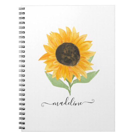 Minimal Rustic Sunflower Personalized Name Script Notizblock (Vorderseite)