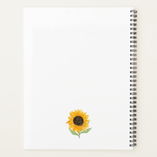 Minimal Rustic Sunflower Personalized Name Script Planer (Rückseite)