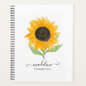 Minimal Rustic Sunflower Personalized Name Script Planer (Vorderseite)