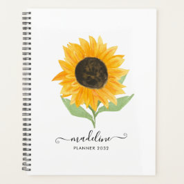 Minimal Rustic Sunflower Personalized Name Script Planer
