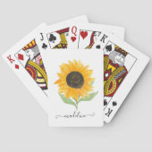 Minimal Rustic Sunflower Personalized Name Script Spielkarten (Rückseite)