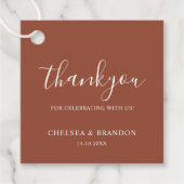 Minimal Rustic Terracotta Thank You Script Wedding Geschenkanhänger (Vorderseite)