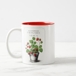 Minimal Rustikale Erdbeerskizze von CallisC Arts ⭐ Zweifarbige Tasse