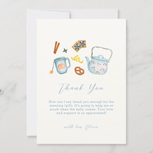 Minimal rustikale Par-Tee-Cookie Kinderdusche Dankeskarte (Vorderseite)