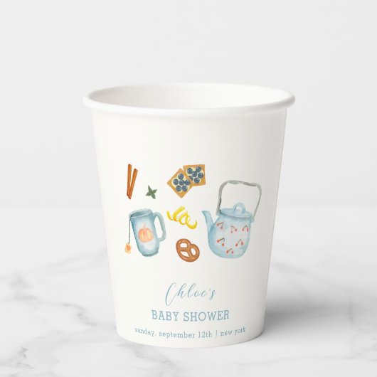 Minimal rustikale Par-Tee-Cookie Kinderdusche Pappbecher (Rückseite)