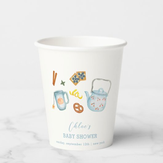 Minimal rustikale Par-Tee-Cookie Kinderdusche Pappbecher (Vorderseite)