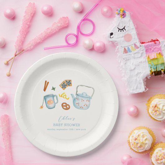 Minimal rustikale Par-Tee-Cookie Kinderdusche Pappteller (Party)