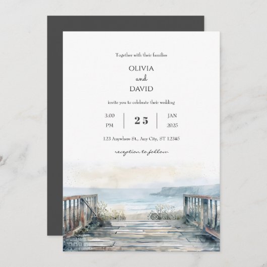 Minimal rustikale Seeblick Balkon Blick Strand Hoc Einladung (Vorne/Hinten)