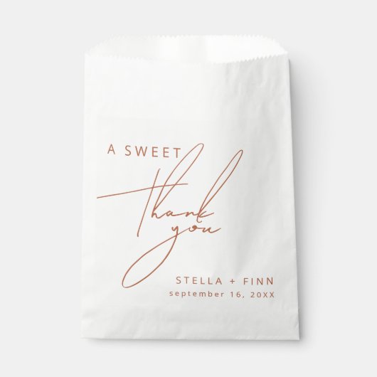 Minimal rustikale Terracotta Süß Danke für Ihre Ho Geschenktütchen (Vorderseite)
