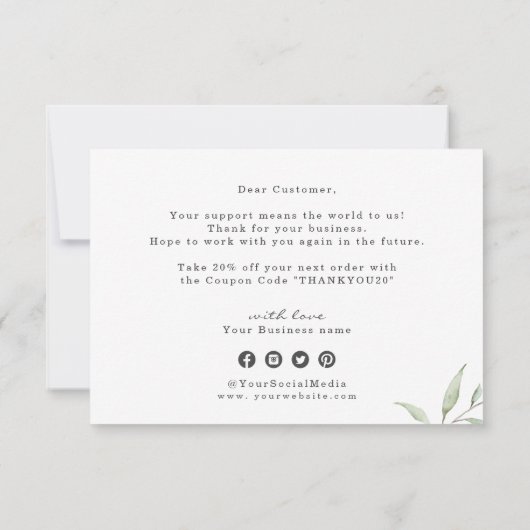 Minimal rustikales Firmenlogo Dankeskarte (Rückseite)