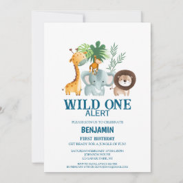 Minimal Safari Wild One Birthday Einladung