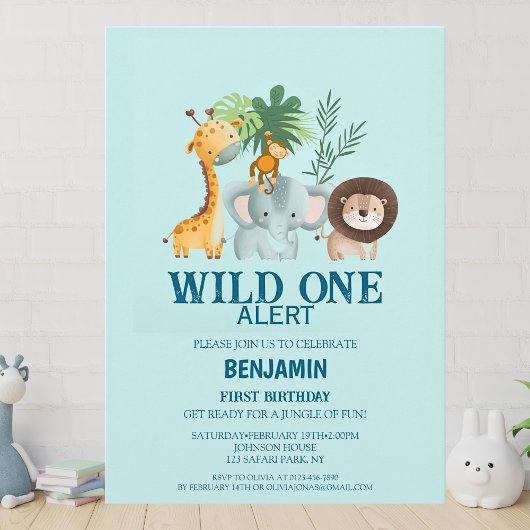Minimal Safari Wild One Birthday Einladung