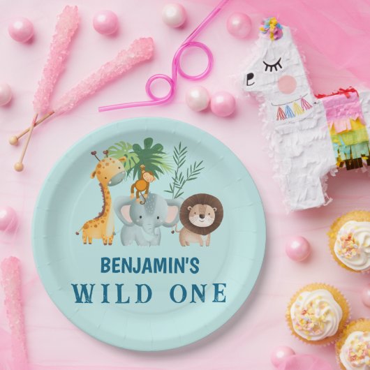 Minimal Safari Wild One birthday party Pappteller (Party)