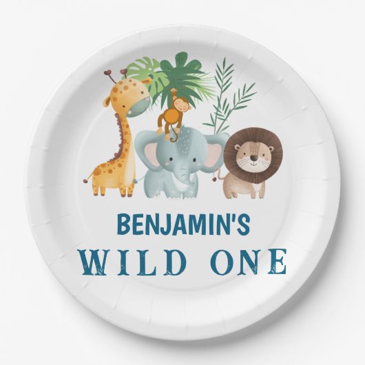 Minimal Safari Wild One birthday party  Pappteller (Vorderseite)