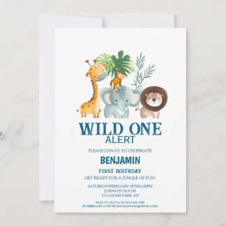 Minimal Safari Wild One Geburtstag Einladung