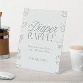 Minimal Sage Green Baby Shower Diaper Raffle Sign Sockelschild (In SItu)