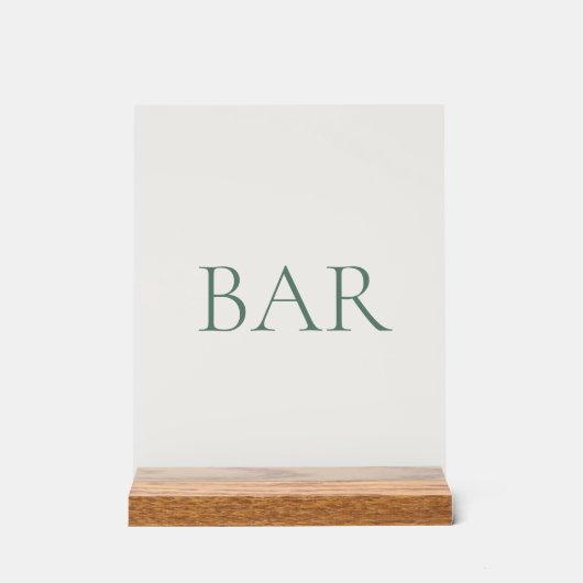 Minimal Sage Green Bar Acrylschild (Vorderseite)