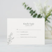 Minimal Sage Green Botanical RSVP Card (Stehend Vorderseite)
