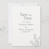 Minimal Sage Green Botanical Save the Date Einladung (Vorderseite)