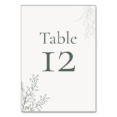 Minimal Sage Green Botanical Table Number Tischnummer (Vorderseite)