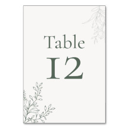 Minimal Sage Green Botanical Table Number Tischnummer