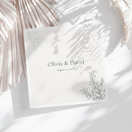 Minimal Sage Green Botanical Wedding Napkin Serviette