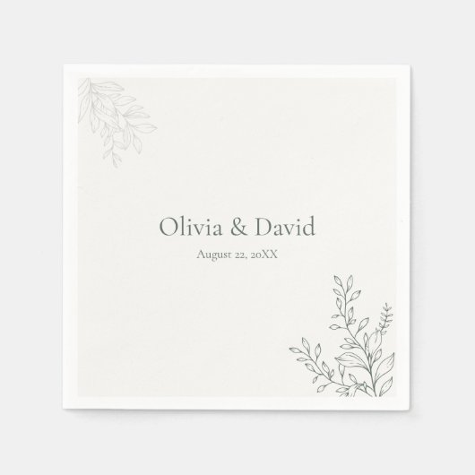 Minimal Sage Green Botanical Wedding Napkin Serviette (Vorderseite)