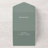 Minimal Sage Green Branch Calligraphy Wedding All In One Einladung (Außenbereich)
