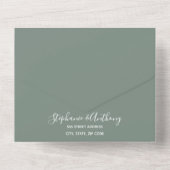 Minimal Sage Green Branch Calligraphy Wedding All In One Einladung (Rückseite)