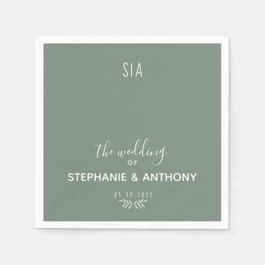 Minimal Sage Green Branch Calligraphy Wedding Serviette (Vorderseite)