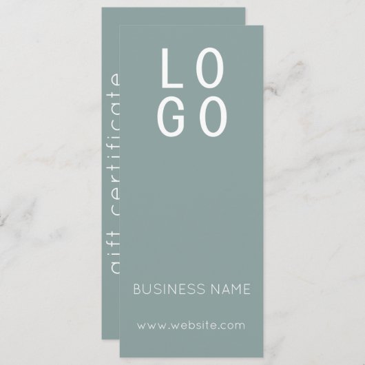 MINIMAL SAGE GREEN BUSINESS LOGO GIFT BESCHEINIGUN (Vorne/Hinten)