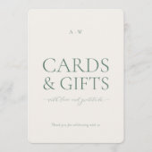Minimal Sage Green Cards & Gifts Wedding Sign Einladung (Vorderseite)