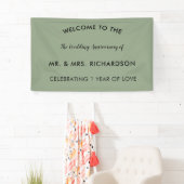 Minimal Sage Green Einfach 1. Hochzeitstag Banner (Insitu)