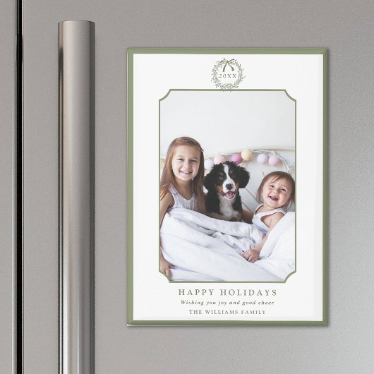 Minimal Sage Green Happy Holidays Foto Magnet