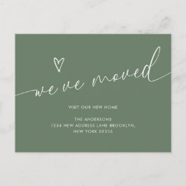 Minimal Sage Green Heart Skript Wir haben bewegt B Postkarte