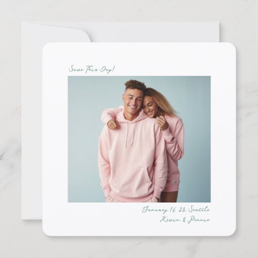 minimal sage green Insta Film Photo Wedding Save The Date (Vorderseite)