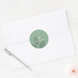 Minimal Sage Green Leaf Health Logo Branded Runder Aufkleber