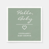 Minimal Sage Green mit Heart Hello Baby Serviette (Vorderseite)