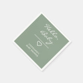 Minimal Sage Green mit Heart Hello Baby Serviette (Ecke)